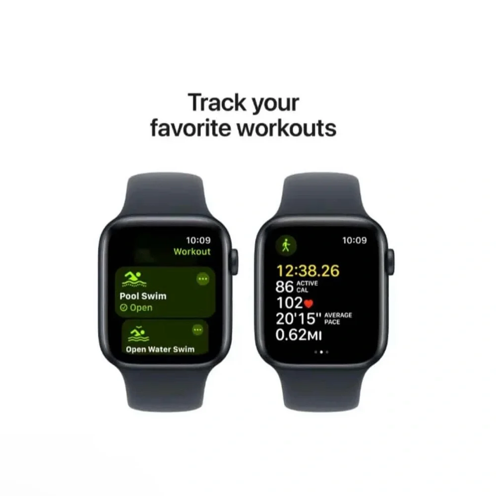 Apple Watch SE (2nd Gen) GPS 44mm Midnight Aluminum Case, Sport Band M/L
